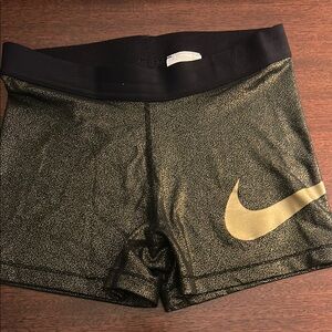 Nike Women's Gold and Black Shorts